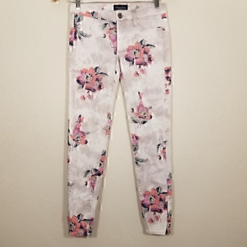 American Eagle Jegging Floral Stretch Jeans Size 0